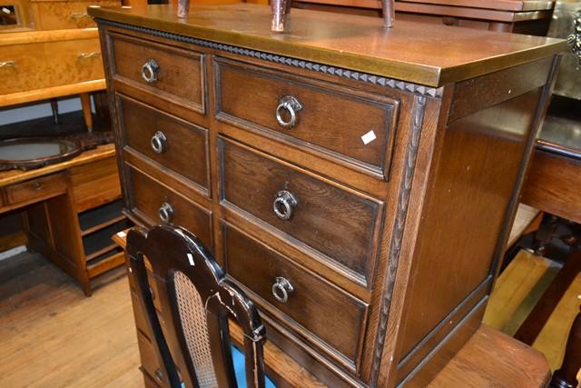 Appraisal: TUDOR STYLE OAK DRAWER CHEST TUDOR STYLE OAK DRAWER CHEST