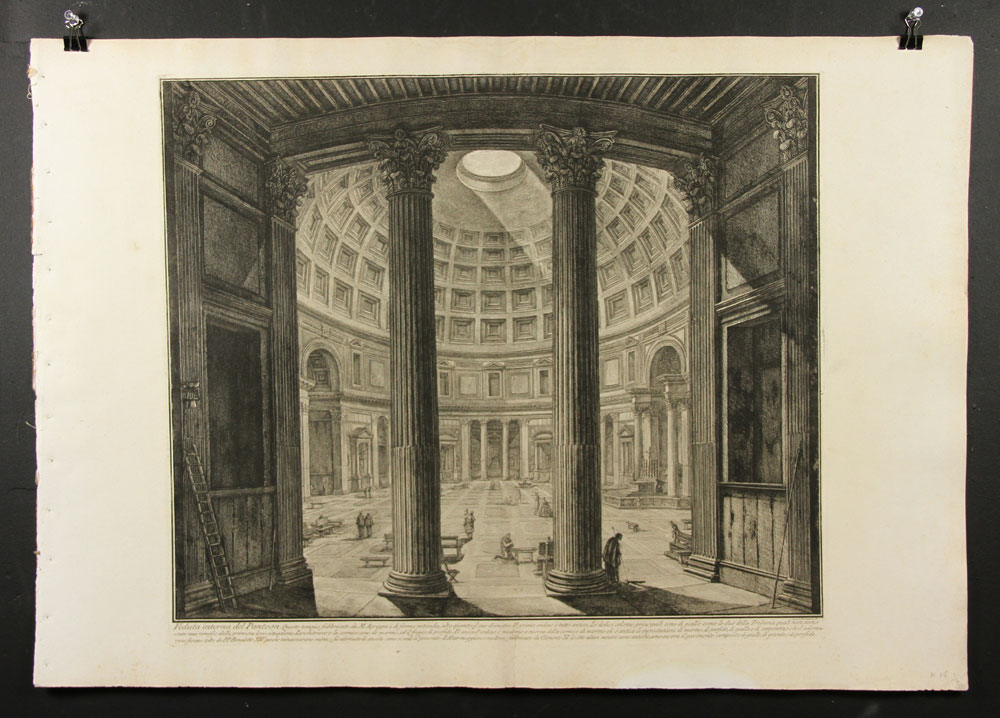 Appraisal: - Piranesi Veduta Interna del Panteon Etching Giambattista Piranesi Veduta