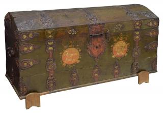 Appraisal: SCANDINAVIAN WEDDING DOME TOP TRUNK DATED Scandinavian wedding dowry dome