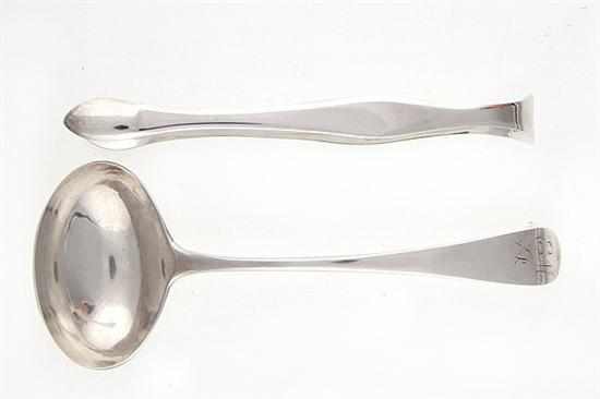 Appraisal: George III sterling sugar tongs and ladle by Bateman London