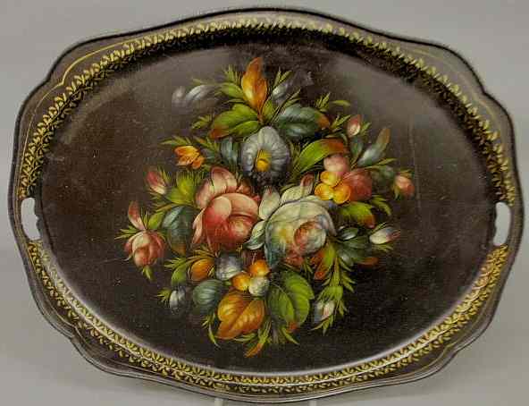 Appraisal: Tole tray late th c with floral decoration x