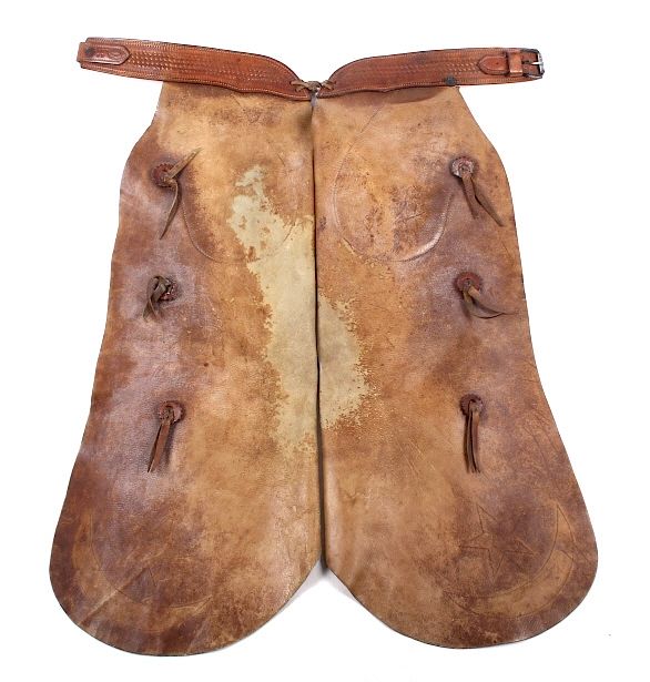 Appraisal: H H Heiser Leather Batwing Chaps Offered for sale is