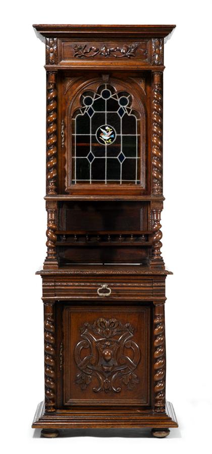 Appraisal: Continental carved oak armoire deux corps H in W in