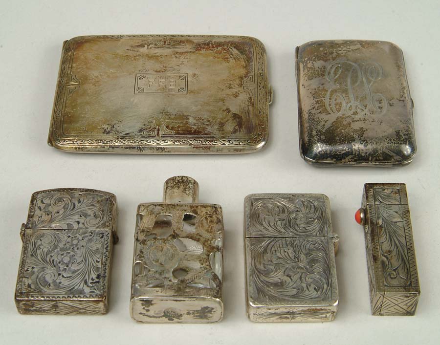 Appraisal: INTERESTING LOT OF SIX SILVER ITEMS Lot consists of a