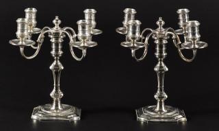 Appraisal: Pair of English silver candelabra bearing the touch of James