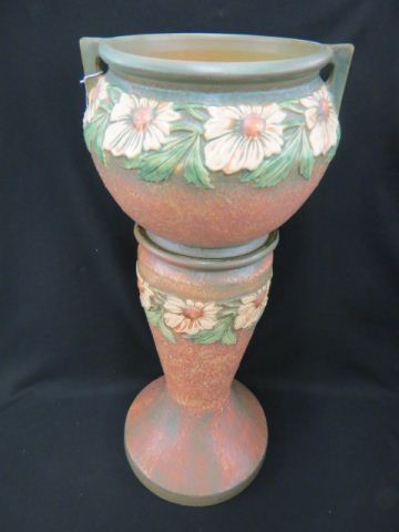 Appraisal: Roseville Pottery Dahlrose Jardieniere Pedestal tall jardiniere tall together -