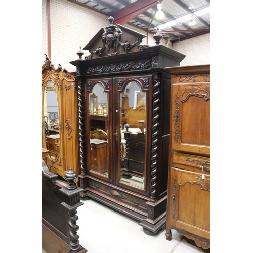 Appraisal: Antique French Renaissance revival carved walnut two door armoire approx