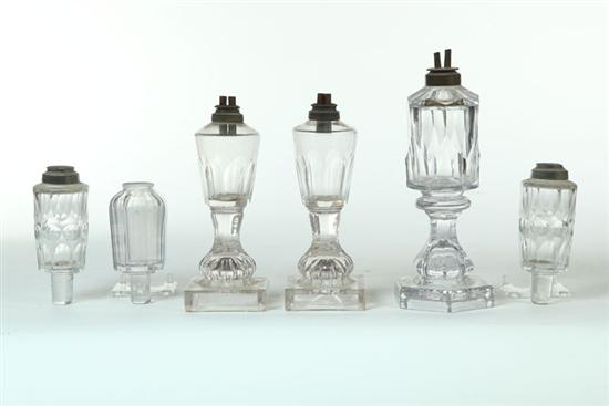 Appraisal: SIX LAMPS American nd quarter- th century Three peg lamps