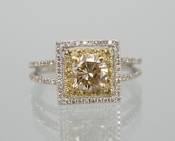 Appraisal: A Ladies' Diamond and Yellow Sapphire Ring k white gold