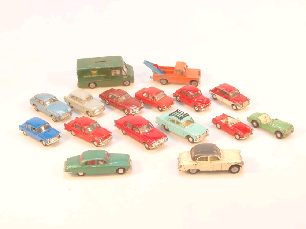 Appraisal: Tri-ang Spot On die-cast models comprising fourteen cars van security