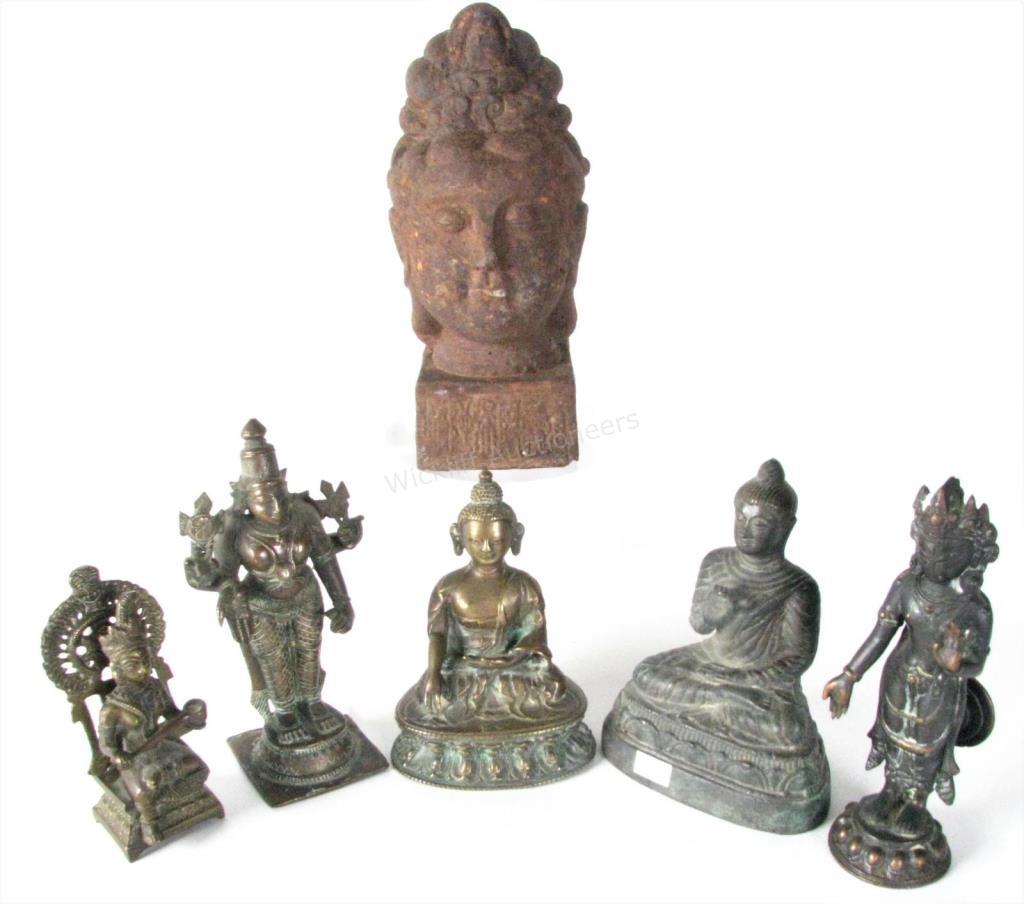 Appraisal: Group of Bronze and Cast Metal Buddha Figures six total