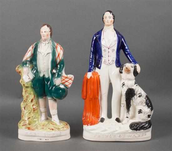 Appraisal: Two Staffordshire earthenware figures th th century ''Prince of Wales''