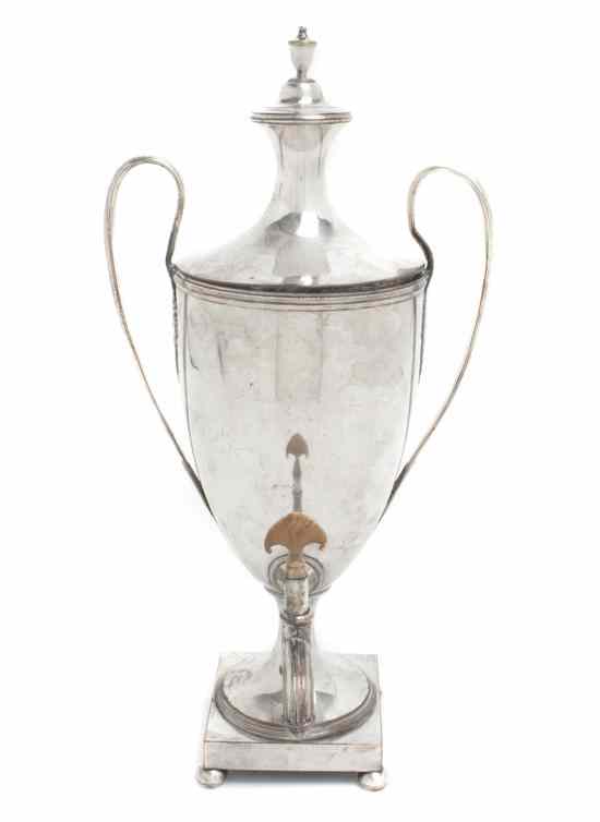 Appraisal: A Silverplate Hot Water Urn the body of baluster form