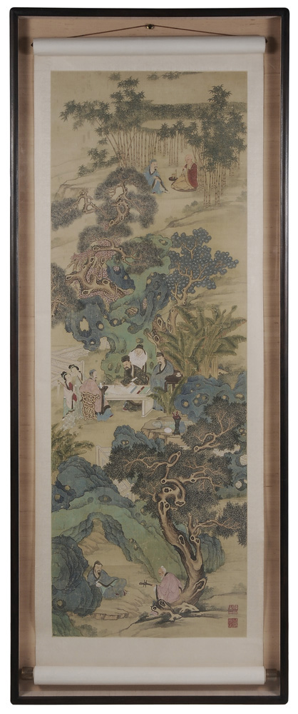 Appraisal: Blue Green Style Hanging Scroll Chinese th century illustrating Seven