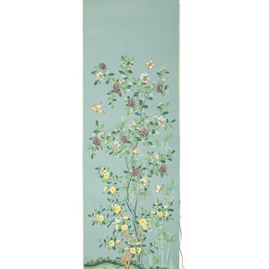 Appraisal: Four Hand-Painted French Chinoiserie Design Wallpaper Panels GRACIE EARLY TH