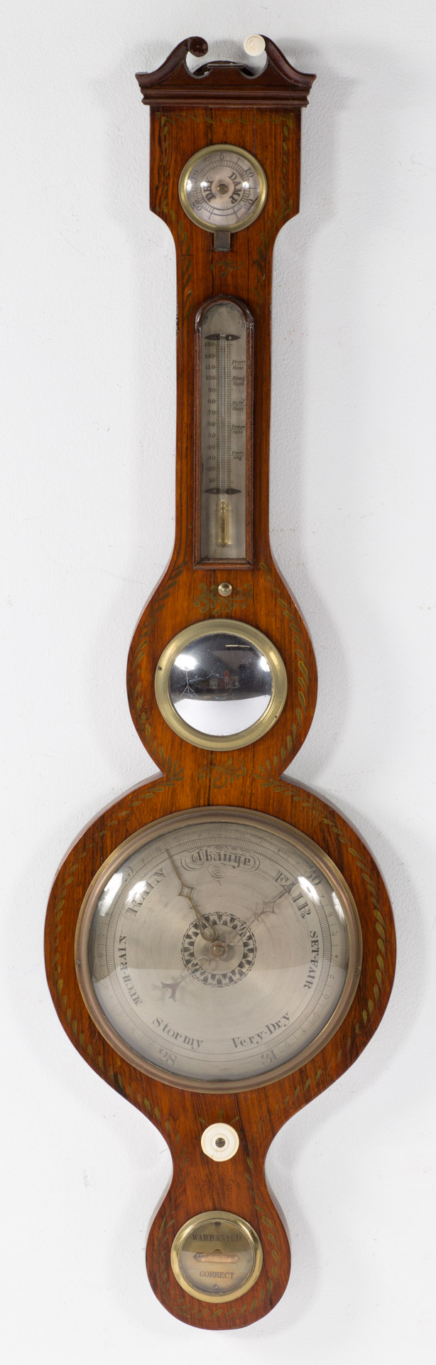 Appraisal: George IV rosewood barometer circa with engraved silvered metal face