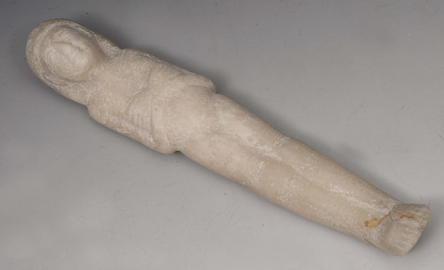 Appraisal: AN EGYPTIAN ALABASTER SHABTI FIGURE cm long