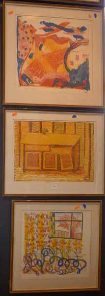 Appraisal: HELEN EAGER GROUP OF THREE ASSORTED PRINTS