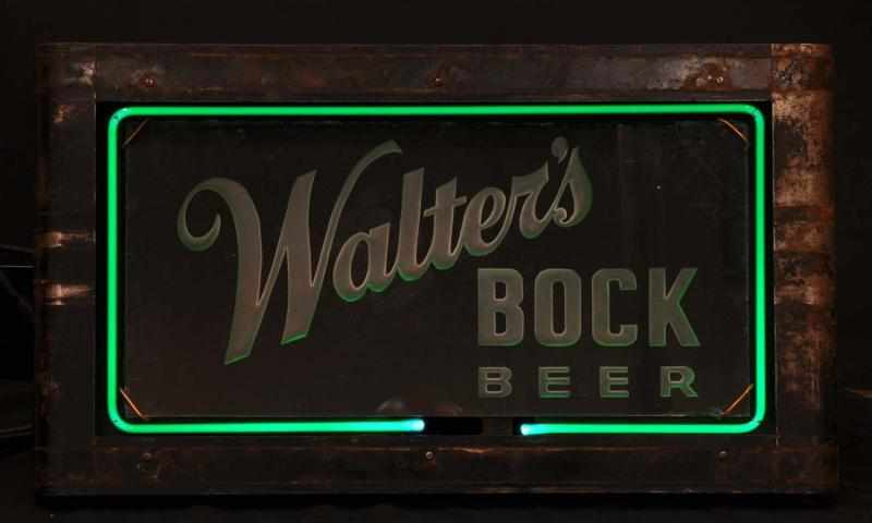 Appraisal: Walters Bock Can Neon Sign Description s Green neon edge