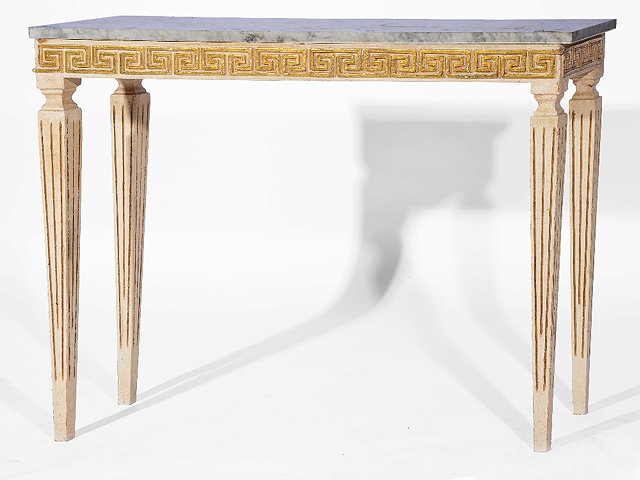 Appraisal: Neo Classical style hall tablewith marble top and Greek Key