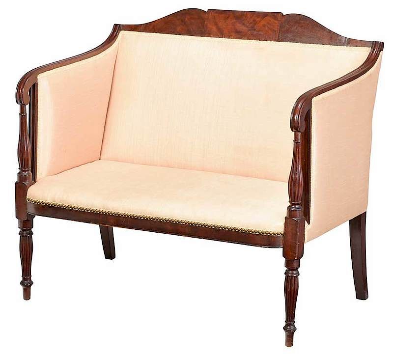 Appraisal: Unusual American Diminutive Settee probably New York - mahogany with