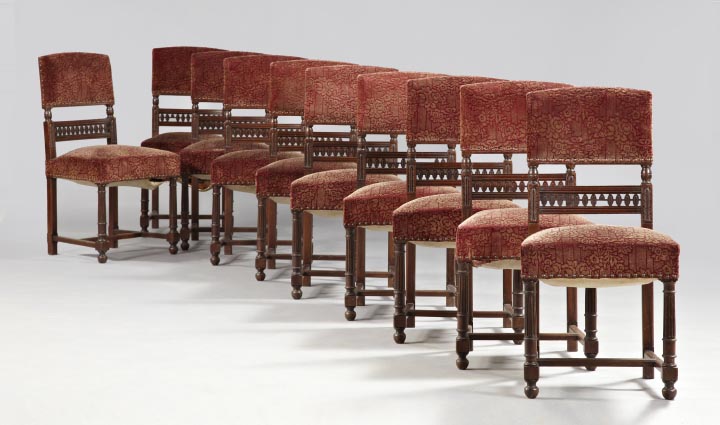 Appraisal: Suite of Ten Henri II-Style Mahogany Sidechairs early th century