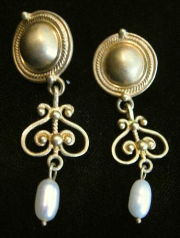 Appraisal: VERMEIL STERLING WITH PEARL EARRINGS