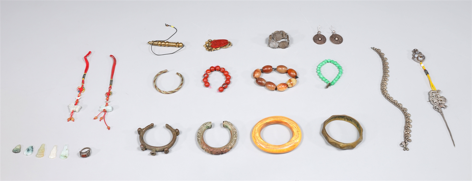 Appraisal: Group of Twenty-Four vintage bangles bracelets earrings pendants and ring