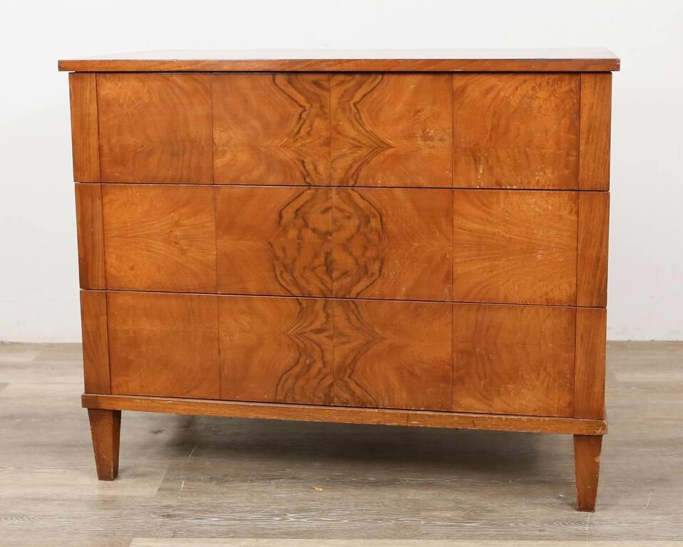 Appraisal: Mid Century Modern book matched veneer chest of drawers Walnut