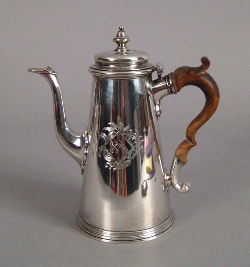 Appraisal: Georgian silver lighthouse coffeepot - bearing the touch of Edward