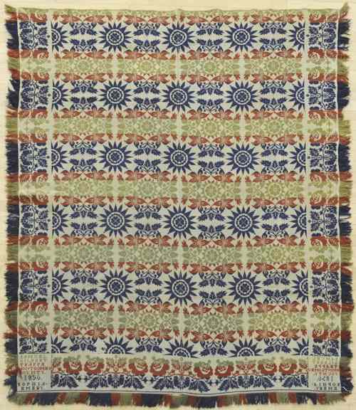 Appraisal: Pennsylvania jacquard coverlet inscribed Samuel Gilbert Trappe Montgomery County Sophia