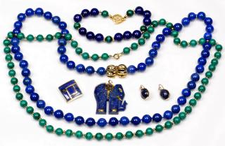 Appraisal: K Lapis and Malachite Jewelry Six items of K and