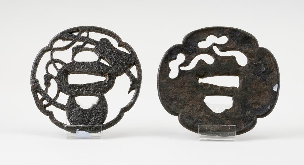 Appraisal: TWO JAPANESE IRON MOKKO GATA TSUBA TH CENTURYTWO JAPANESE IRON