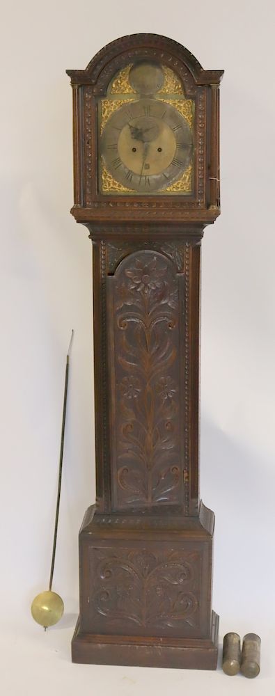 Appraisal: John Roberts Signed Carved Tallcase Clock A nice size grandfather