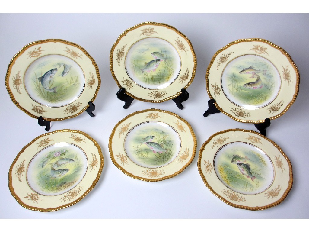 Appraisal: A set of six Coalport pictorial dessert plates each piece