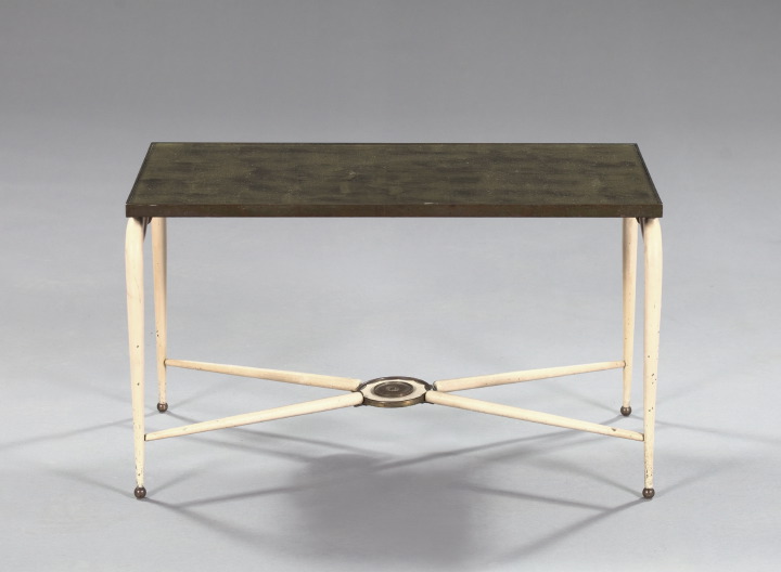 Appraisal: French Art Moderne Polychromed Metal and Glass Cocktail Table by