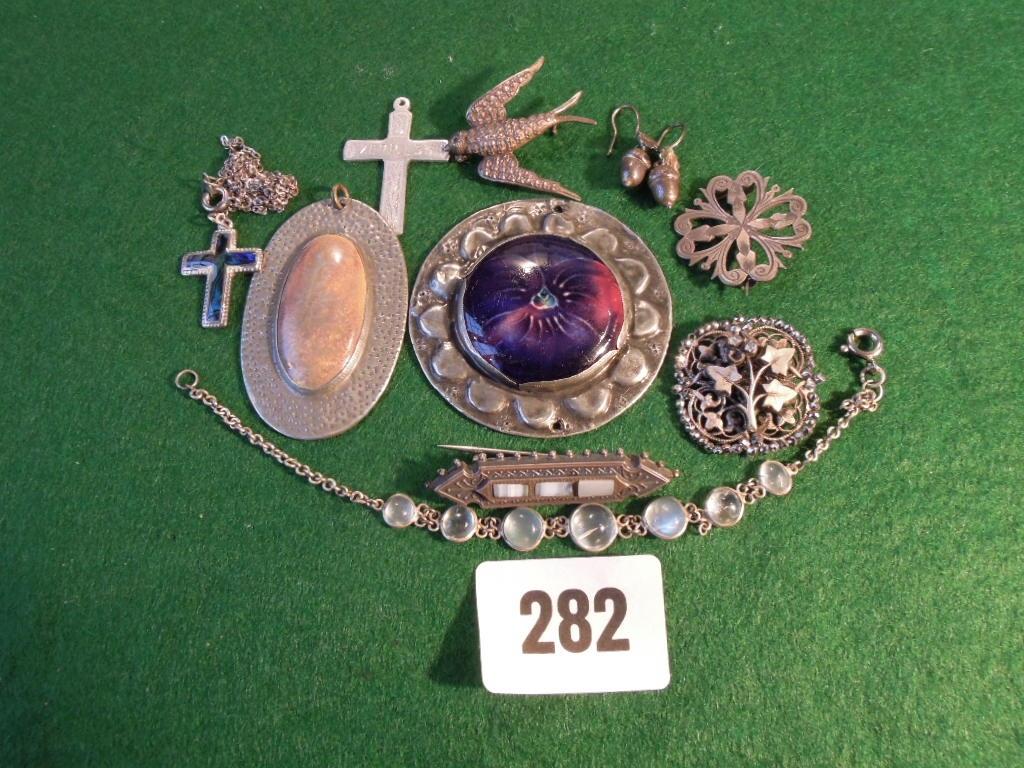 Appraisal: Two pewter mounted brooches and other sundry jewellery