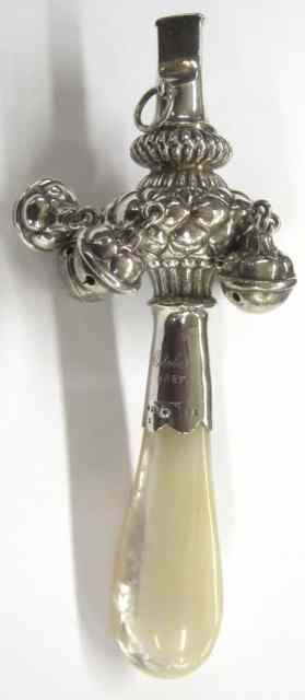 Appraisal: TIFFANY CO SILVER MOTHER OF PEARL SERVICE BELL AND WHISTLE