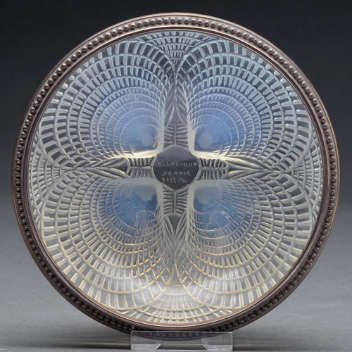 Appraisal: Coquilles' A Lalique semi-opalescent glass bowl with beaded silvered metal