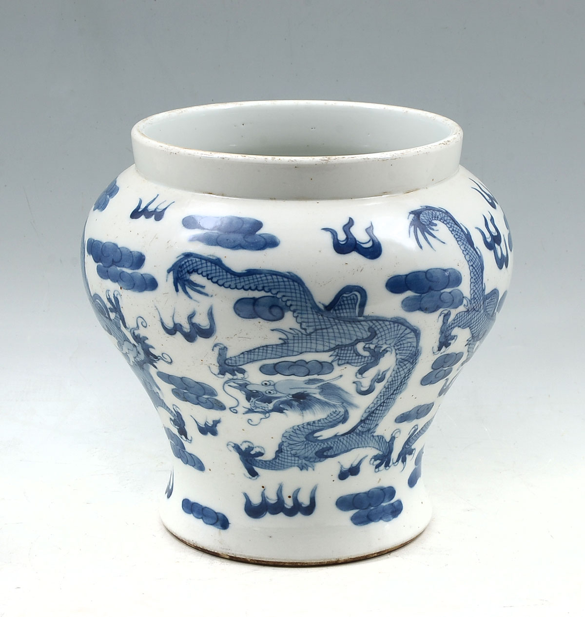 Appraisal: BLUE WHITE CHINESE PORCELAIN DRAGON VASE Chinese blue white porcelain