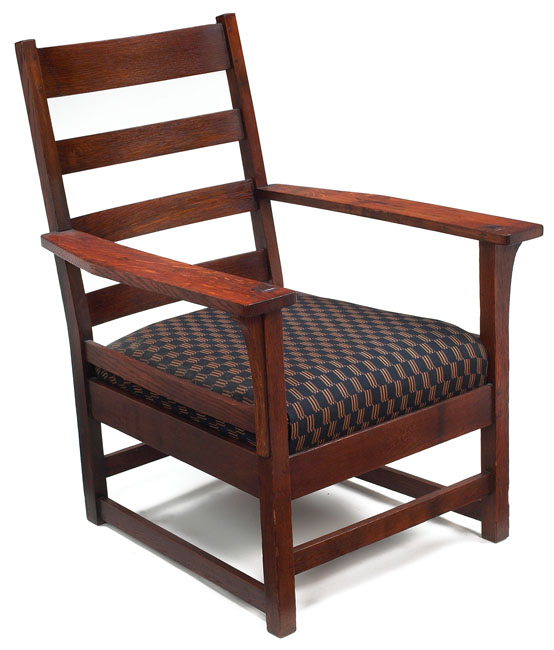 Appraisal: L amp JG Stickley armchair similar to four horizontal slats