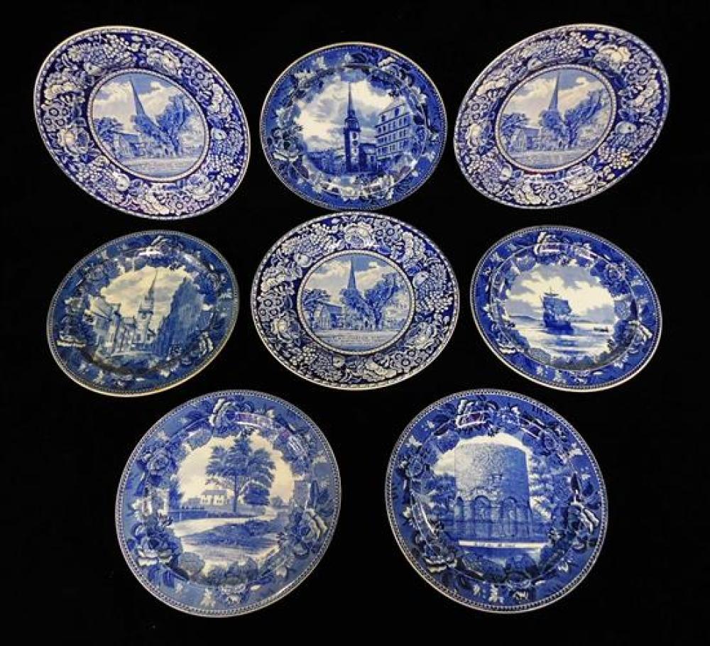 Appraisal: Blue transferware plates five Wedgwood three British Anchor some condition