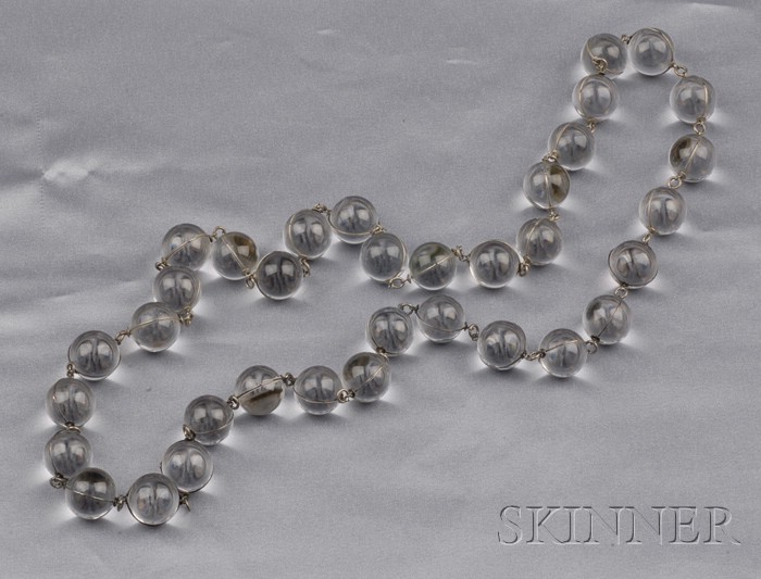 Appraisal: Rock Crystal Pools of Light Necklace composed of thirty-five beads