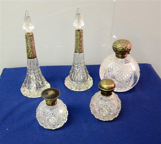 Appraisal: Pair of silver mounted perfume bottles three other perfume bottles