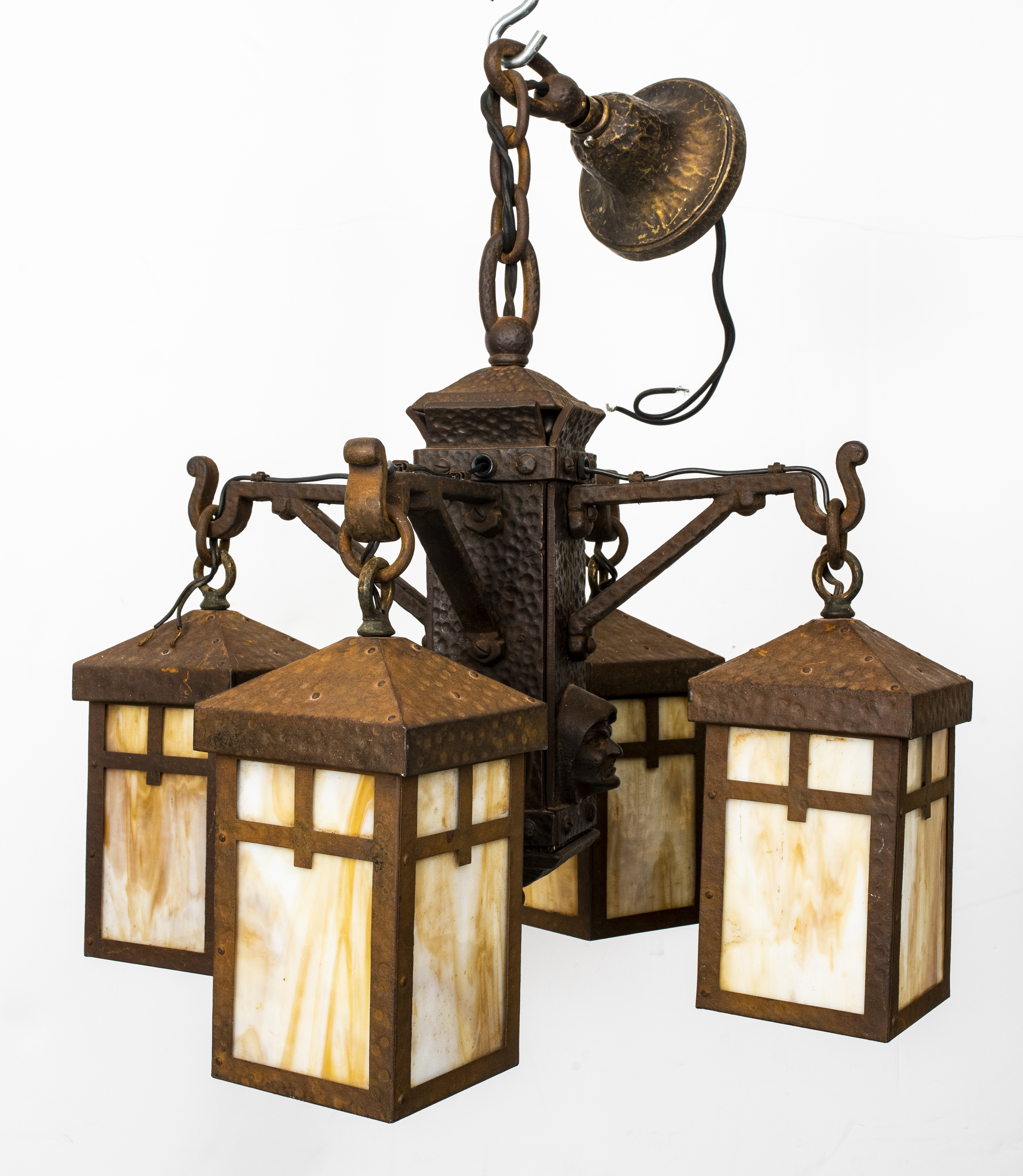 Appraisal: BRADLEY HUBBARD ARTS CRAFTS 'MONKS' CHANDELIER Bradley Hubbard Arts and