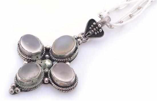 Appraisal: A MOONSTONE SET PENDANT AND CHAIN ALL IN SILVER