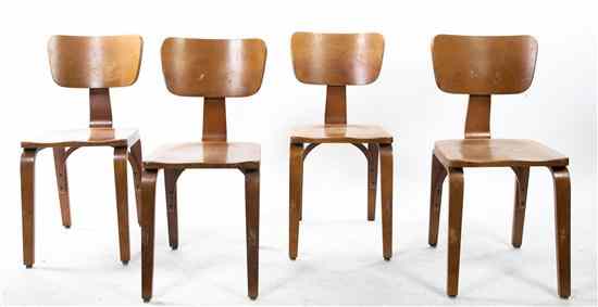 Appraisal: A Set of Eight Bentwood Side Chairs Thonet having formed