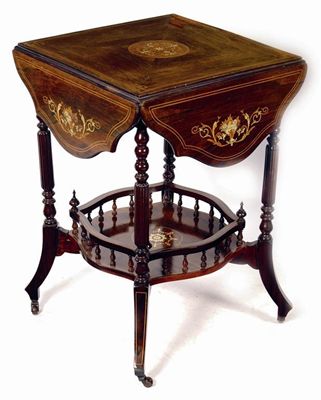 Appraisal: A late Victorian rosewood and marquetry occasional table the square