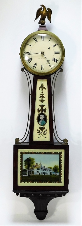 Appraisal: WALTHAM CLOCK CO GEORGE WASHINGTON BANJO CLOCK United States Early