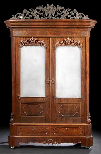 Appraisal: American Rococo Revival Walnut Armoire mid- th century the deeply